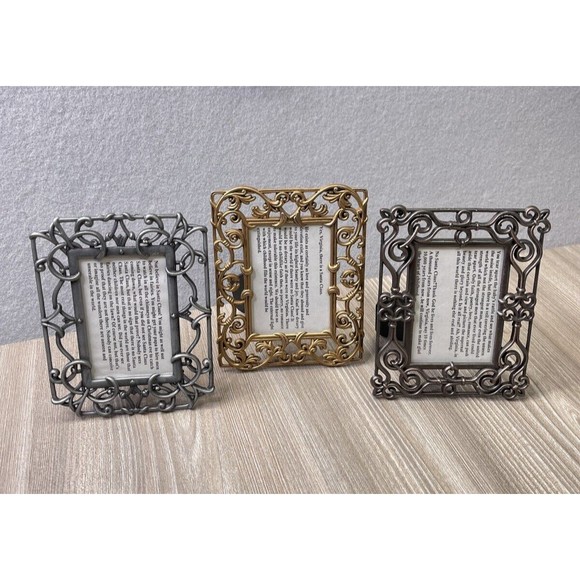 3x Jennifer Moore Frames The Victorian Metal Collection Pewter and Gold Tone - Picture 2 of 8